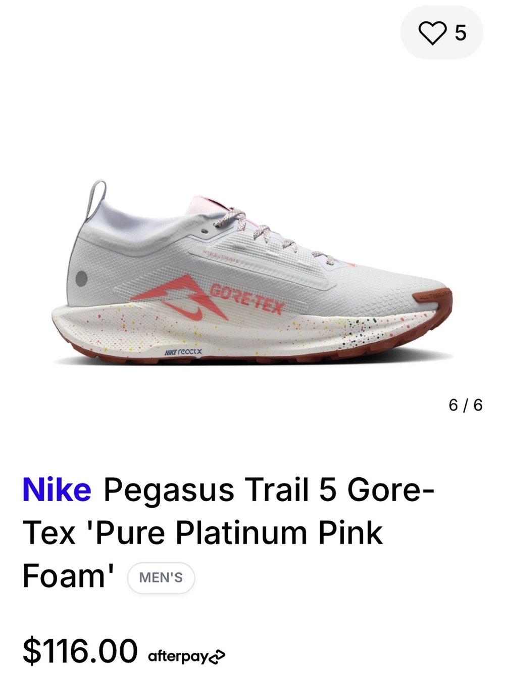 Nike Pegasus Trail 5 GORE-TEX Running Shoe - Pure Platinum / Pink Foam